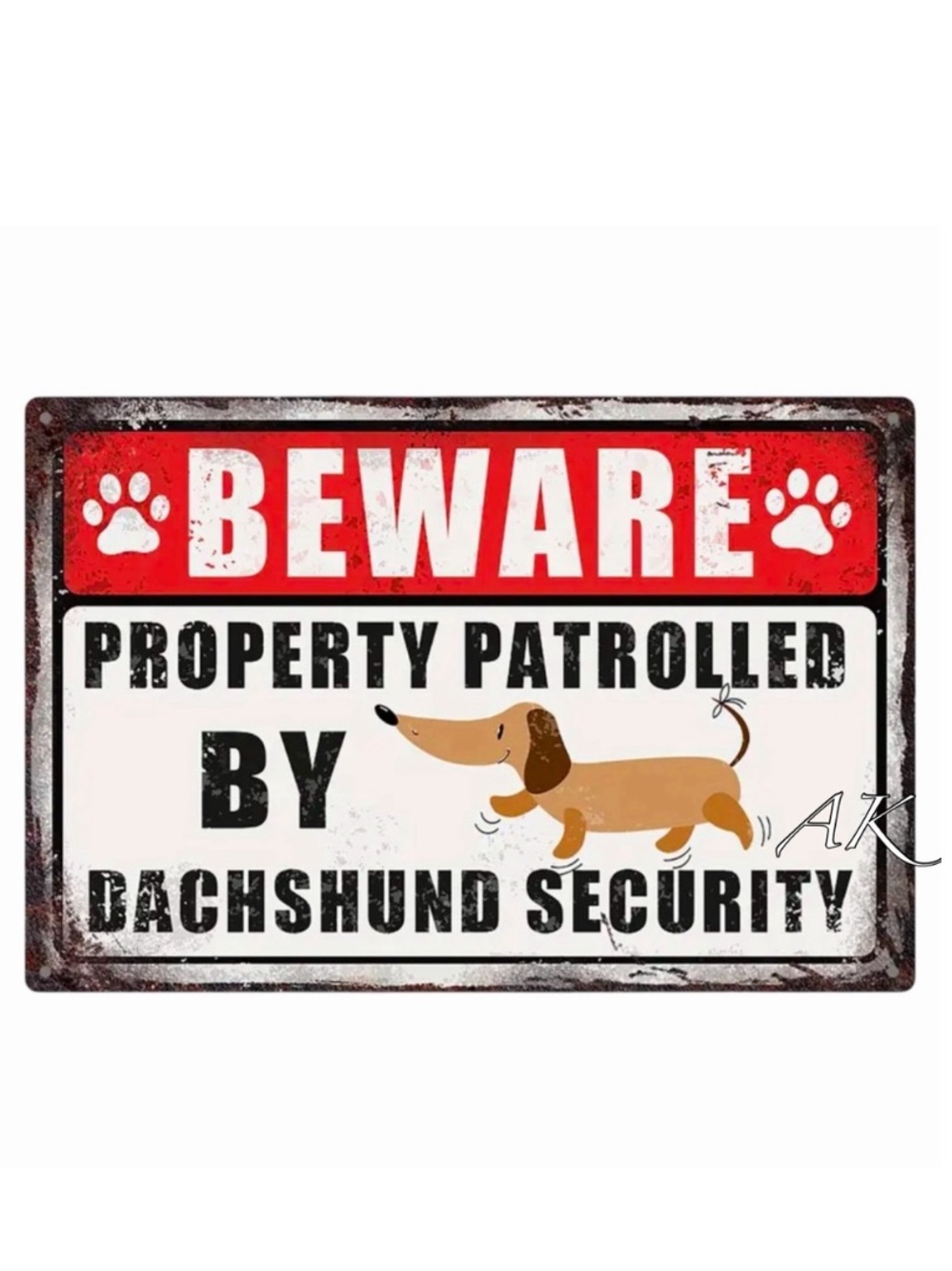 BEWARE PROPERTY PATROLLED BY DACHSHUND SECURITY TIN SIGN 🐾 DOXIE WIENER